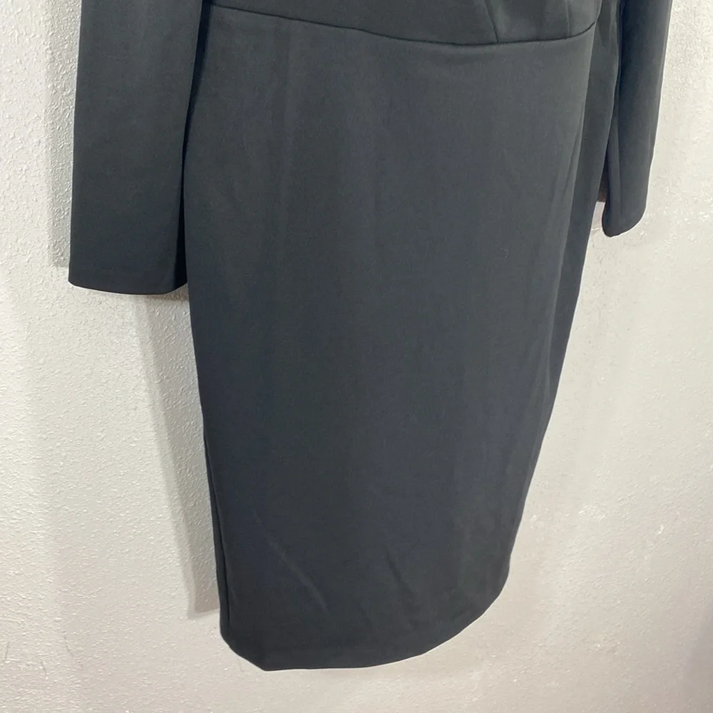 Eloquii black faux wrap puff shoulder sleeve jersey dress 14 QQ12
